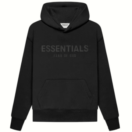 Essentials Black Hoodie For Kids
